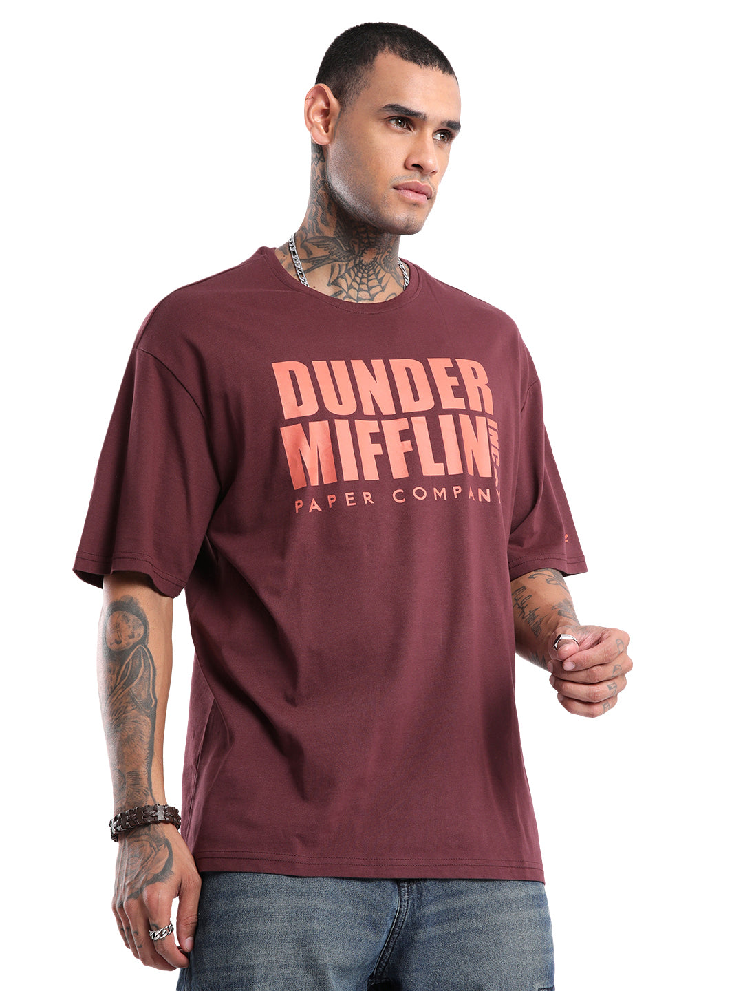 The Office - Wine Dunder Mifflin Printed T-Shirt