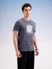 Slim Fit Placement Printed T-Shirt  | Dark Grey