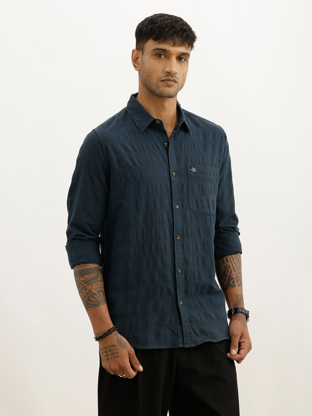 Solid Regular Fit Full Sleeve Shirt | Teal