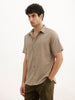 Solid Slim Fit Half Sleeve Shirt | Light Brown