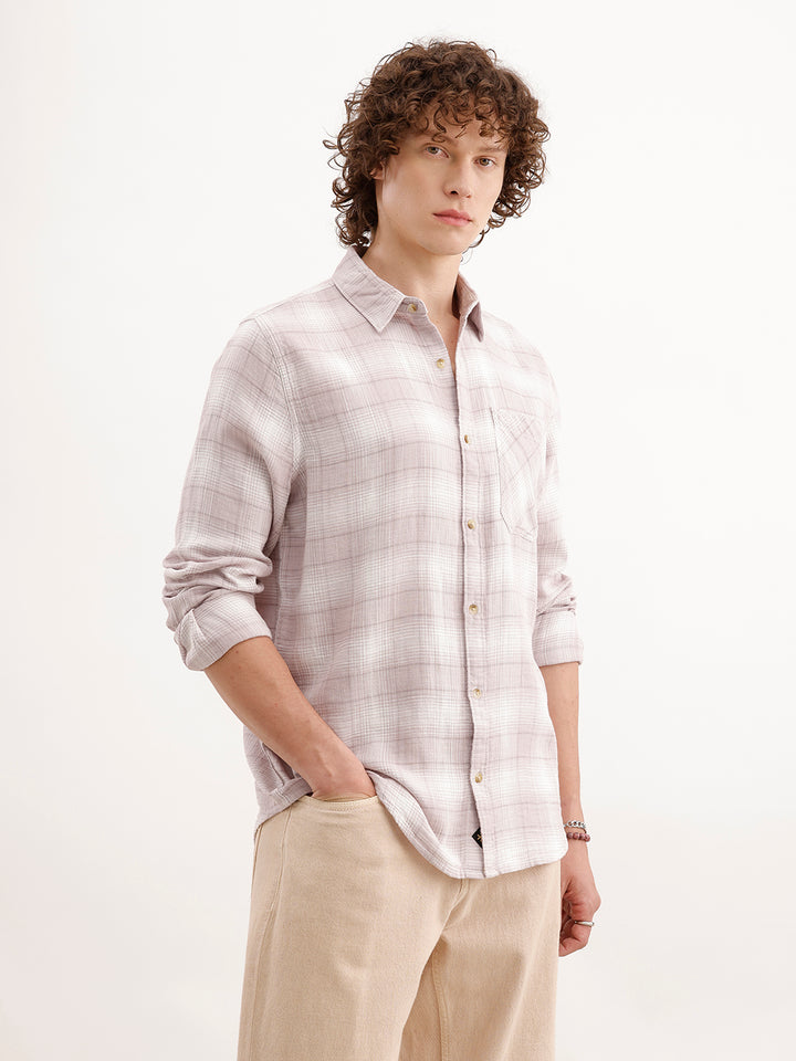 Slim Fit Textured Shirt  | Pink