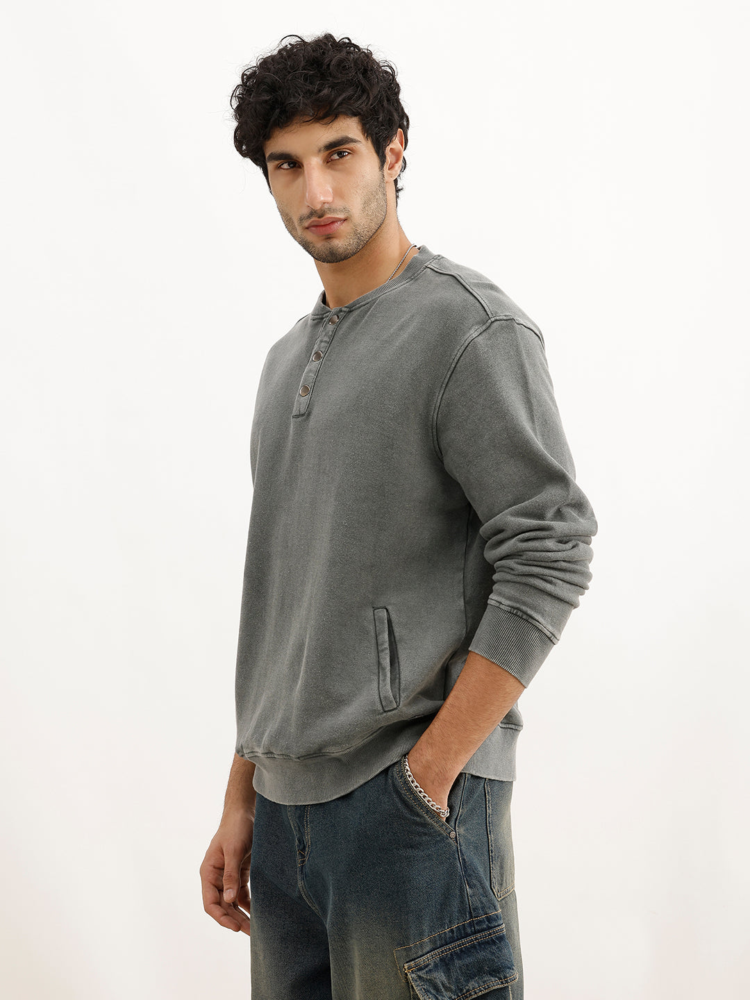 Washed Comfort Fit Sweatshirt | Olive