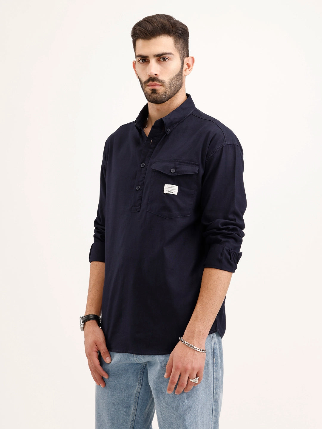 Classic Oversized Fit Shirt | Navy Blue