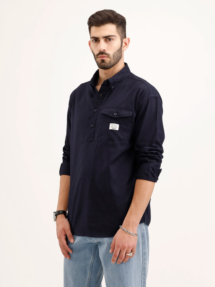 Classic Oversized Fit Shirt | Navy Blue