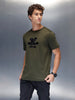Men's Casual Wrogn Flock printed Tshirt  | Olive