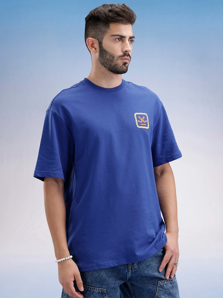 Oversized Fit Puffer Back Printed T-Shirt | Blue