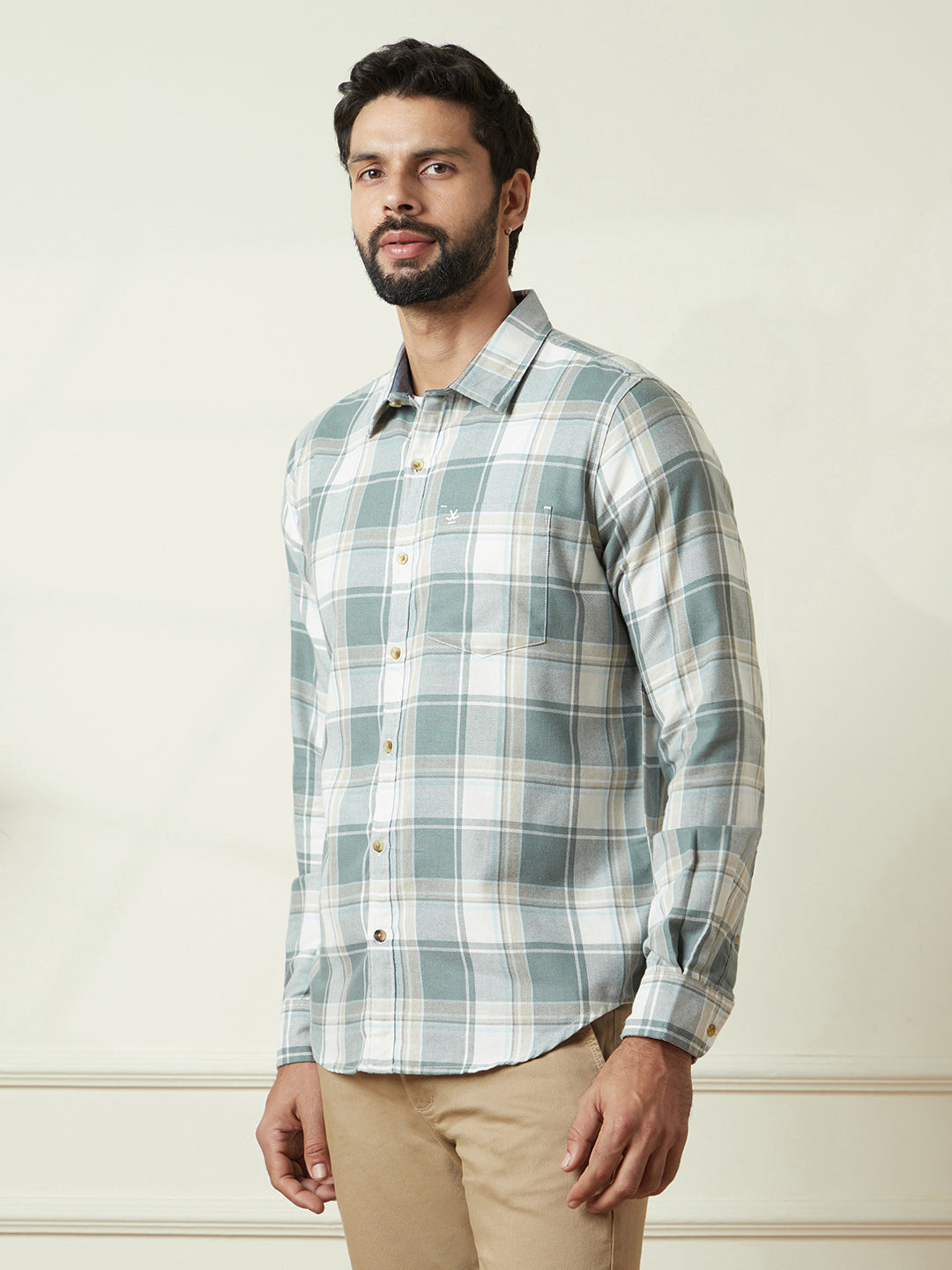 Casual Checked Green Shirt