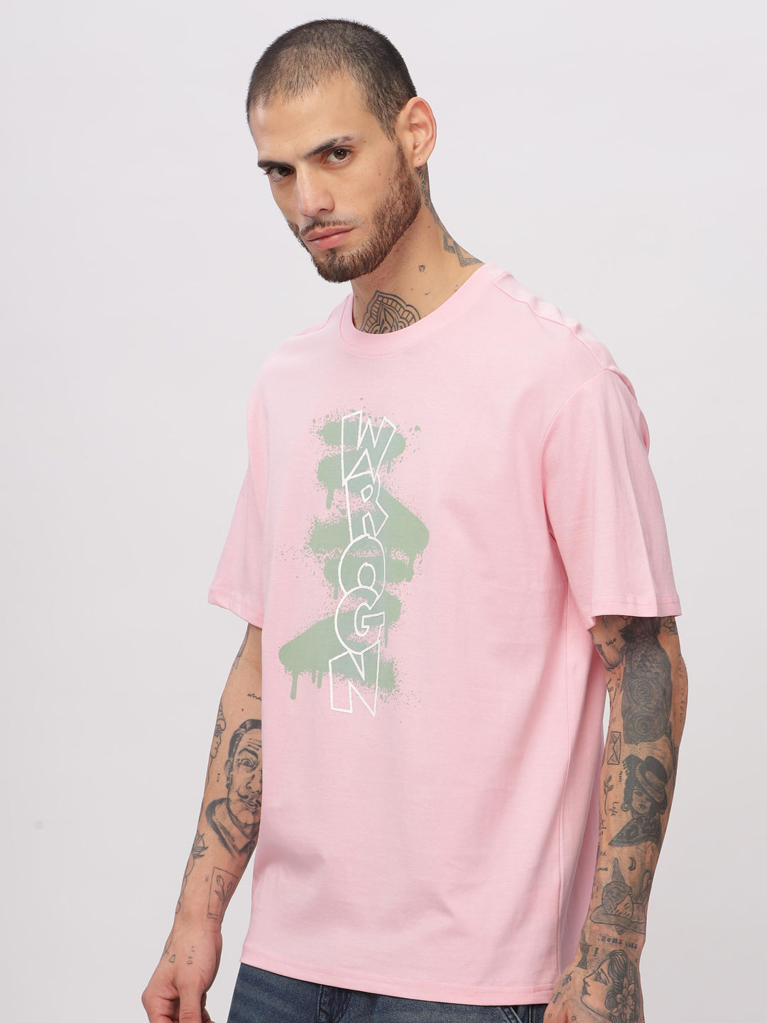 Wrogn Spray Print Oversized T-Shirt