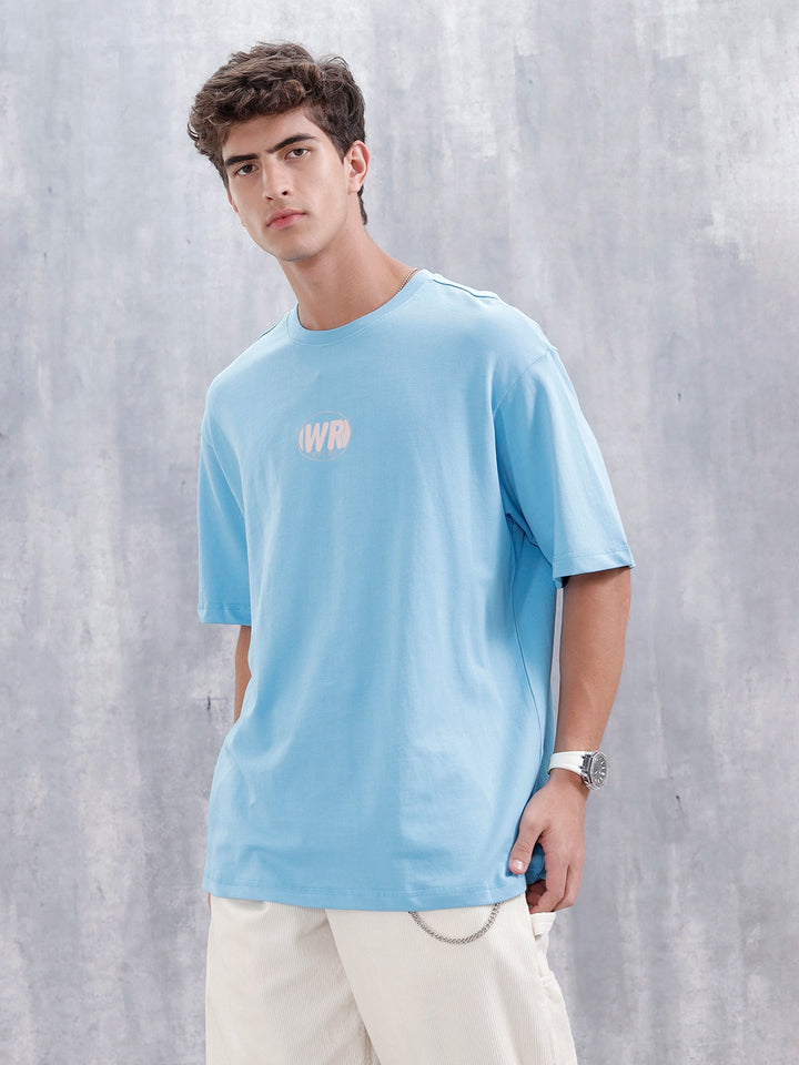 Casual Men Oversized Fit Tee With Graphic | Blue