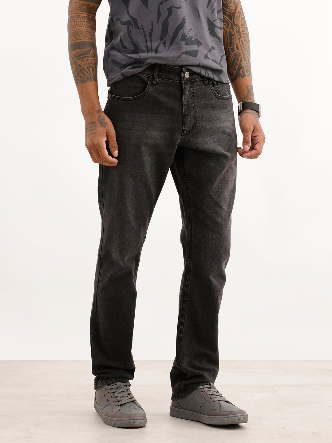 Faded Slim Fit Denim Jeans | Dark Grey