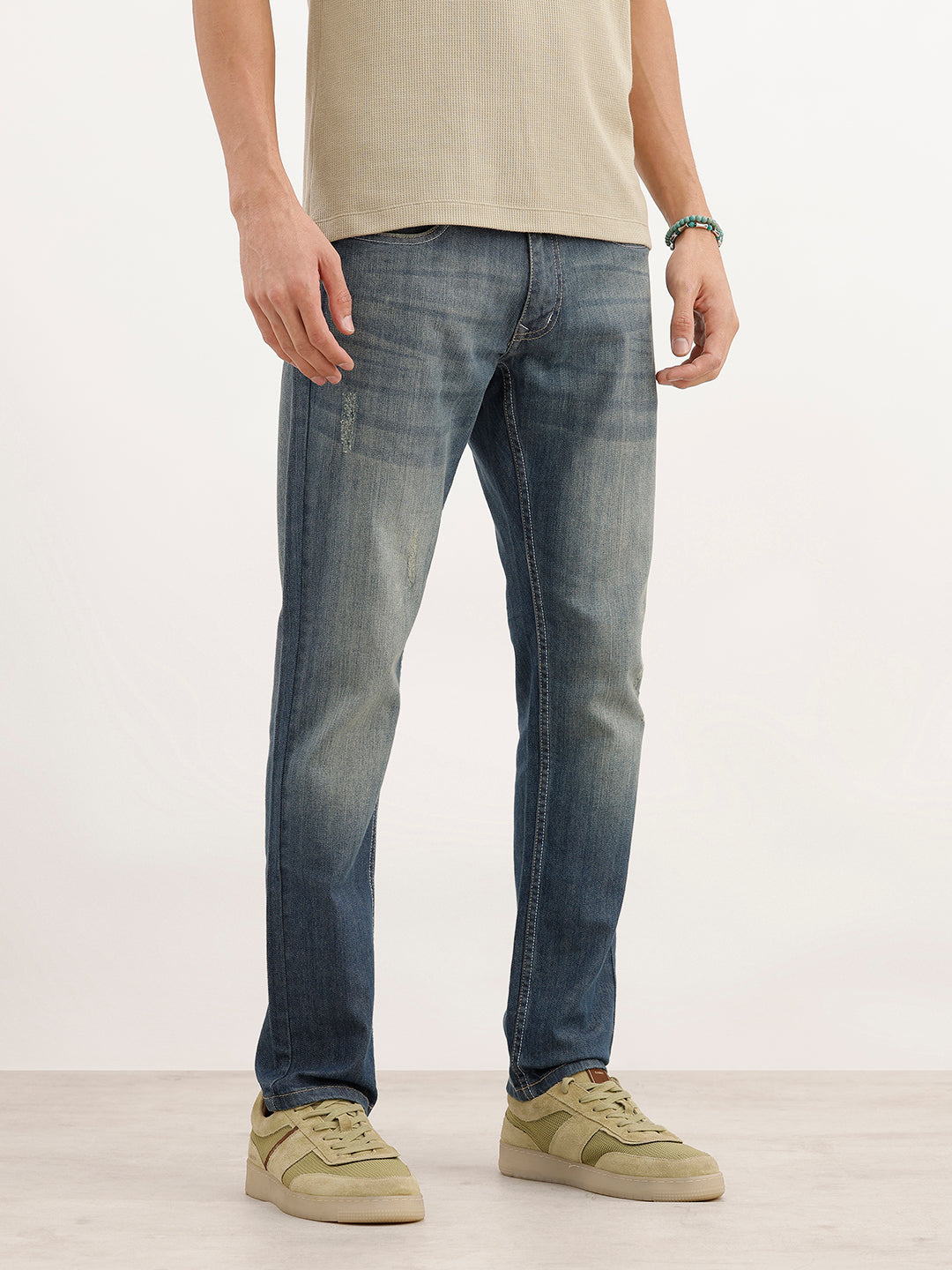 Classic Faded Slim Fit Denim Jeans | Light Blue