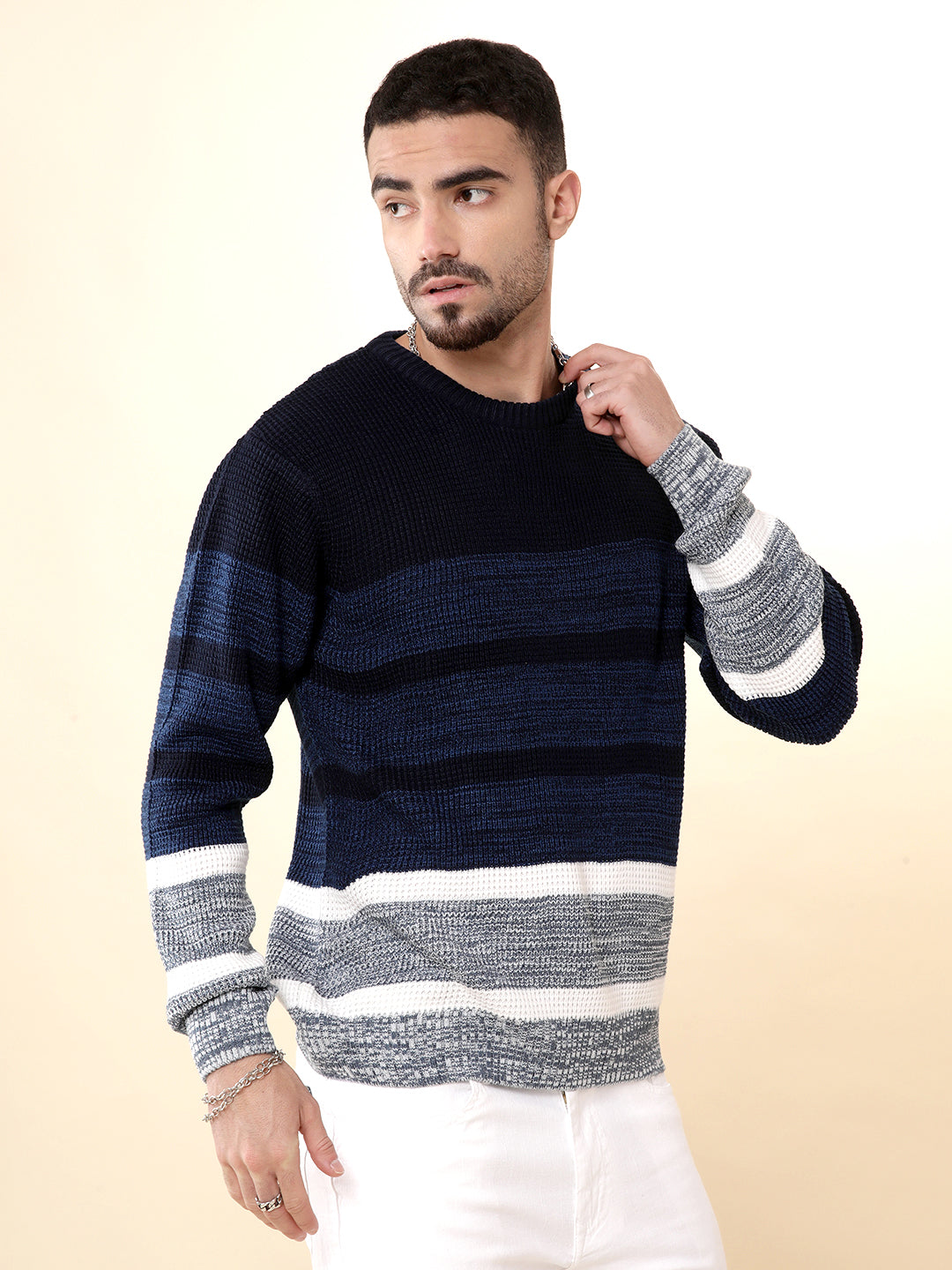 Knitted Blue Classic Sweater