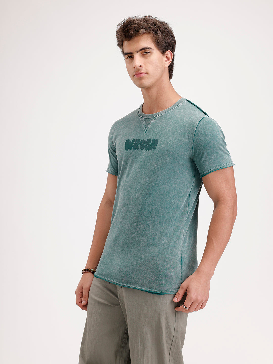 Slim Fit Washed T-Shirt  | Dark Green
