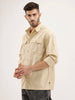 Solid Oversized Double Pocket Shirt | Khaki