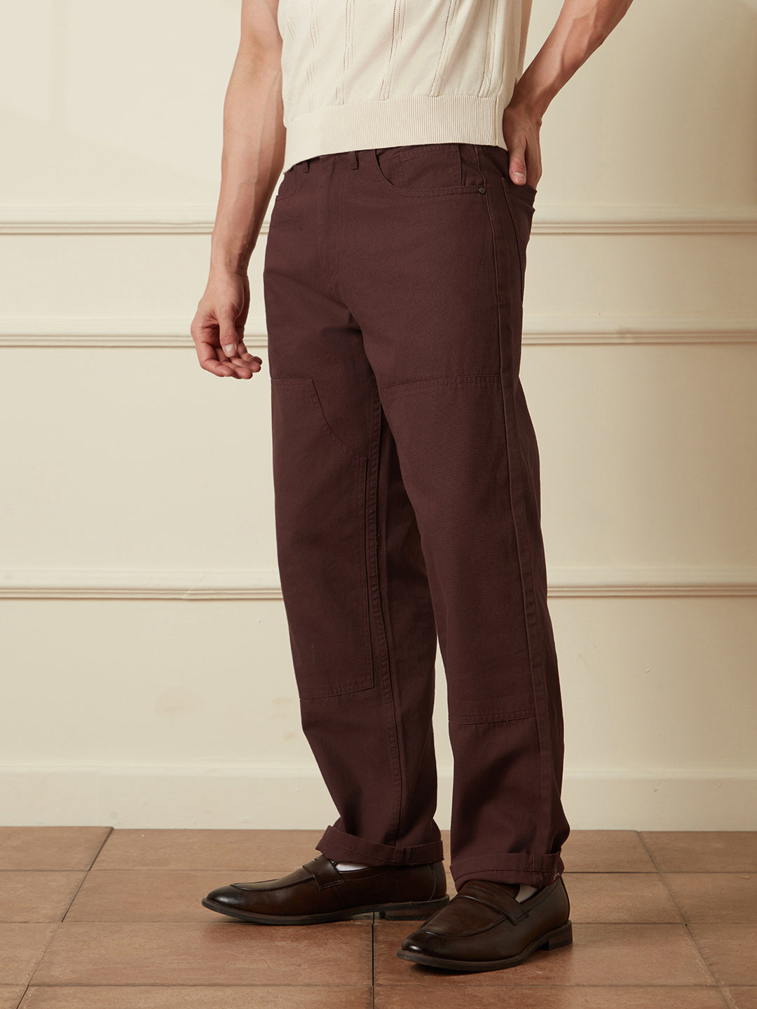 Classic Maroon Anti Fit Denim Jeans