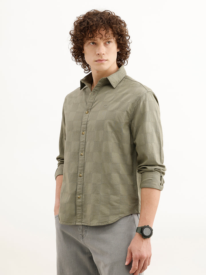 Comfort Fit Textured Shirt | Green