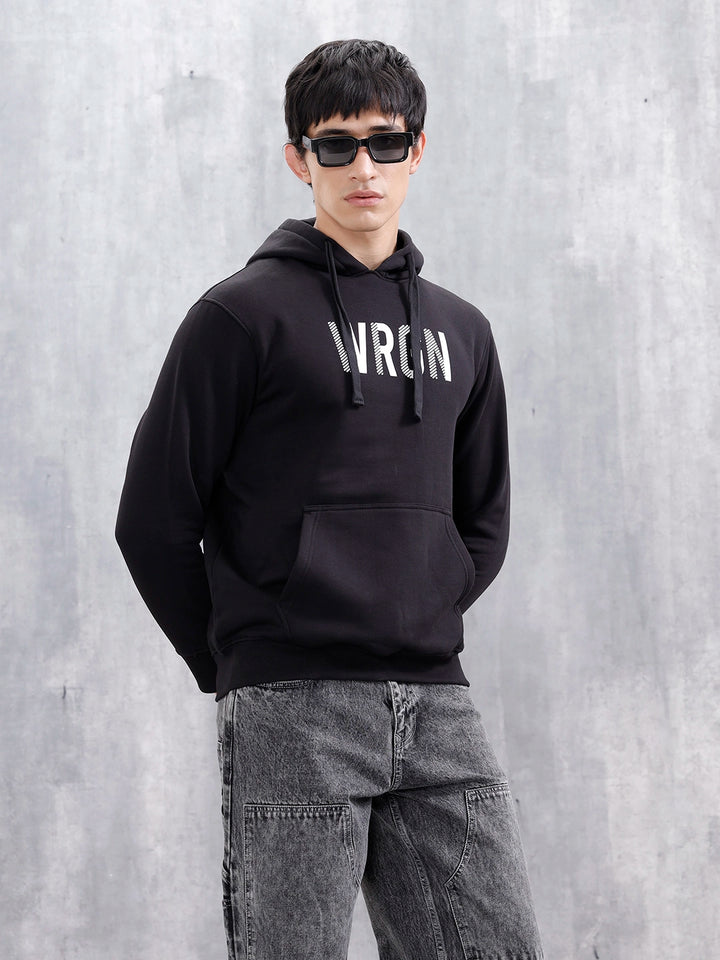 Wrogn Oversized Graphic Hoodie For Men | Black