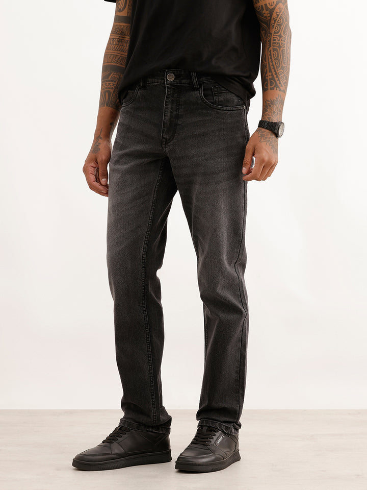 Faded Straight Fit Denim Jeans | Grey