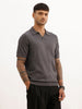 Solid Slim Fit Flatknit Polo T-Shirt | Dark Grey | WPT02HSSL1623S
