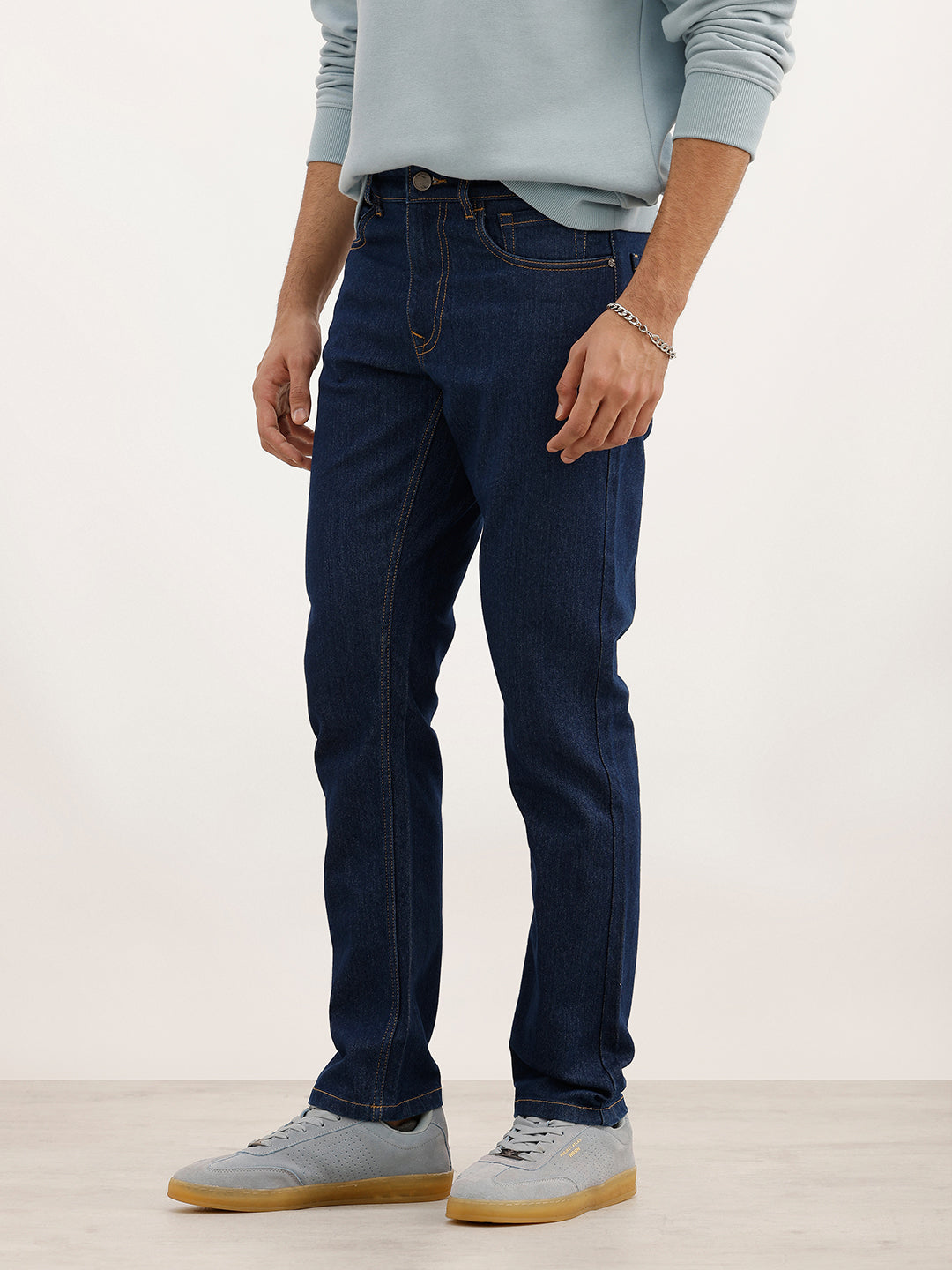 Solid Straight Fit Denim Jeans | Blue