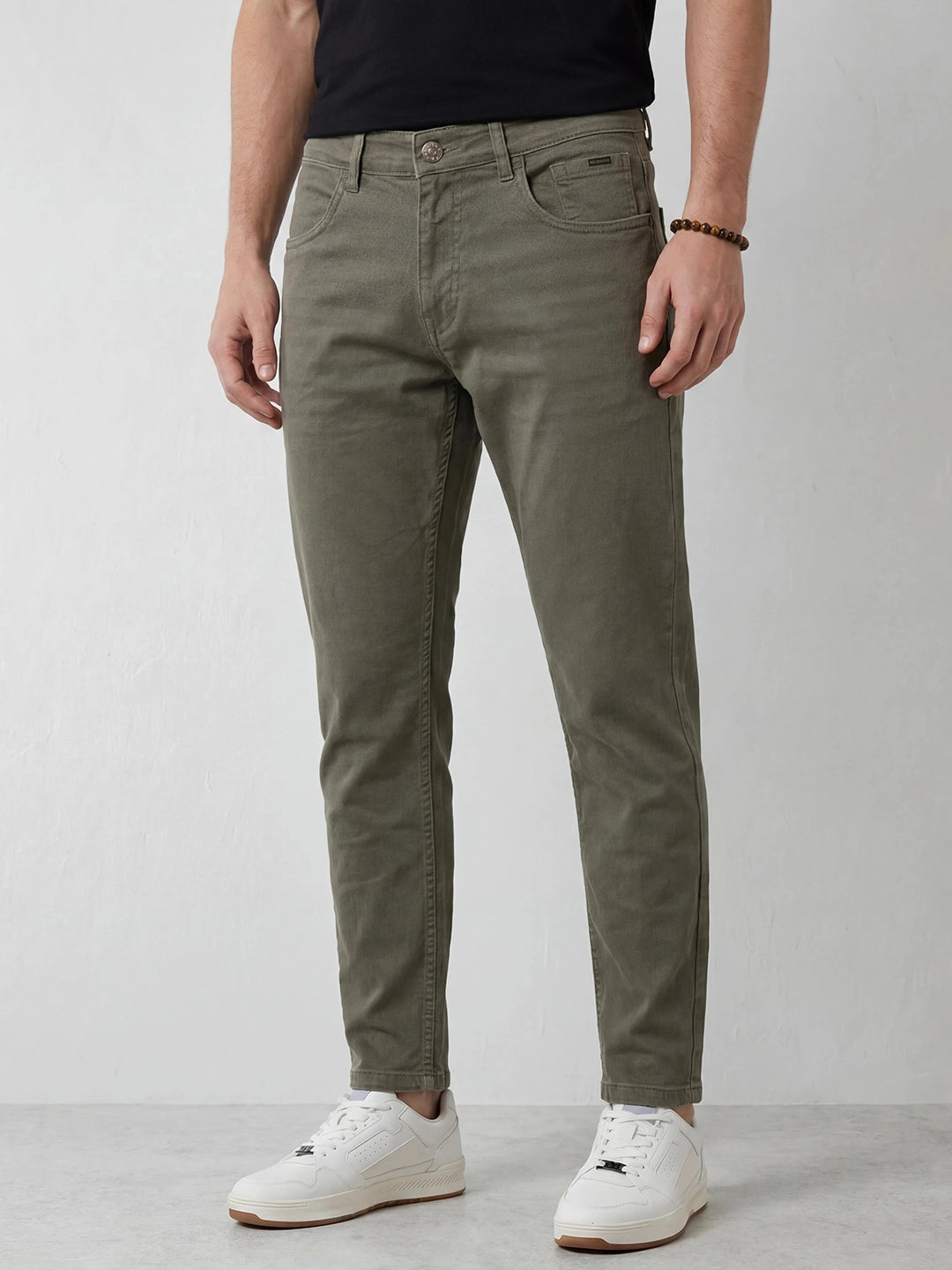 Solid Skinny Crop Denim Jeans | Olive