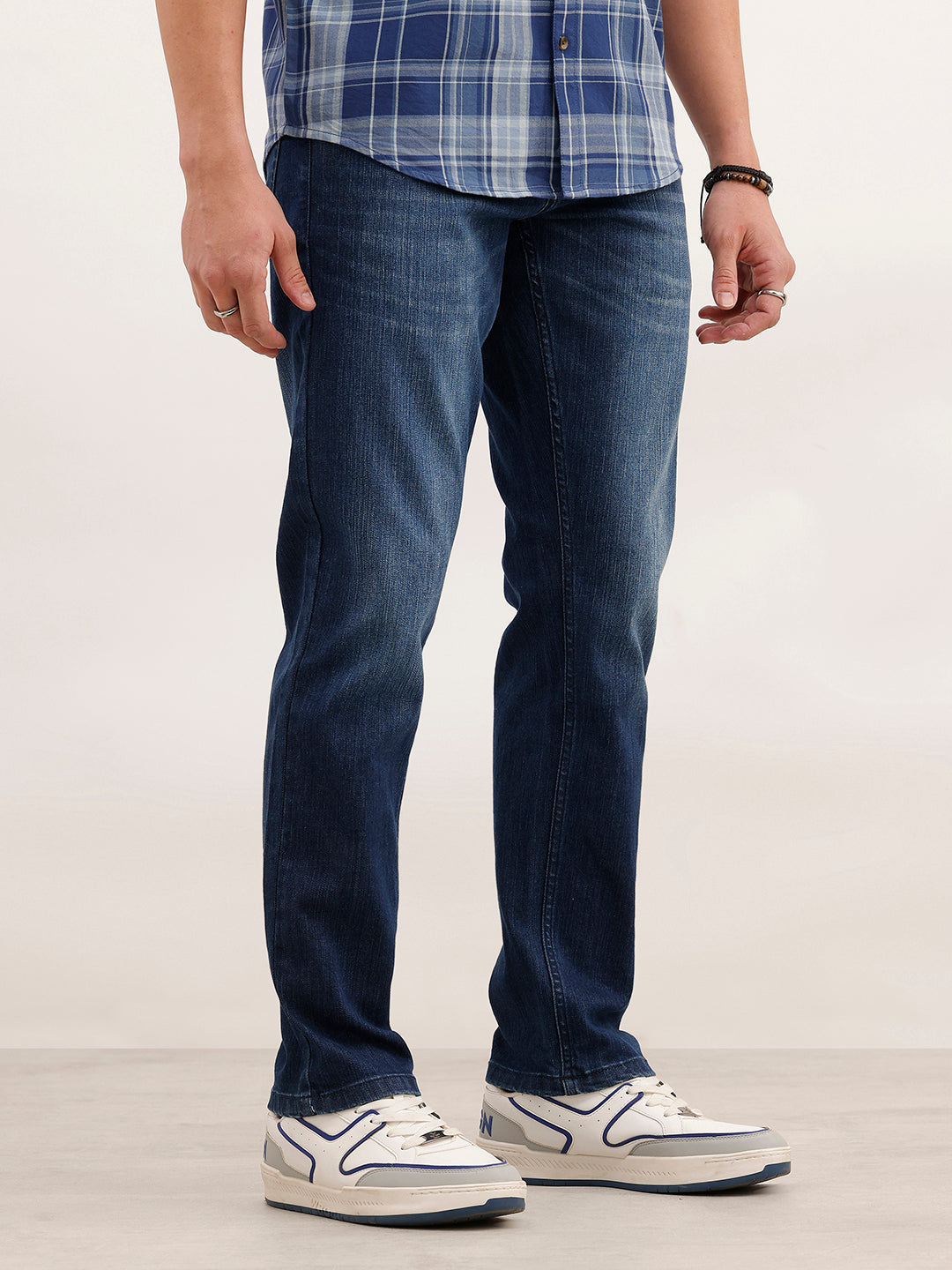Faded Straight Fit Denim Jeans | Blue