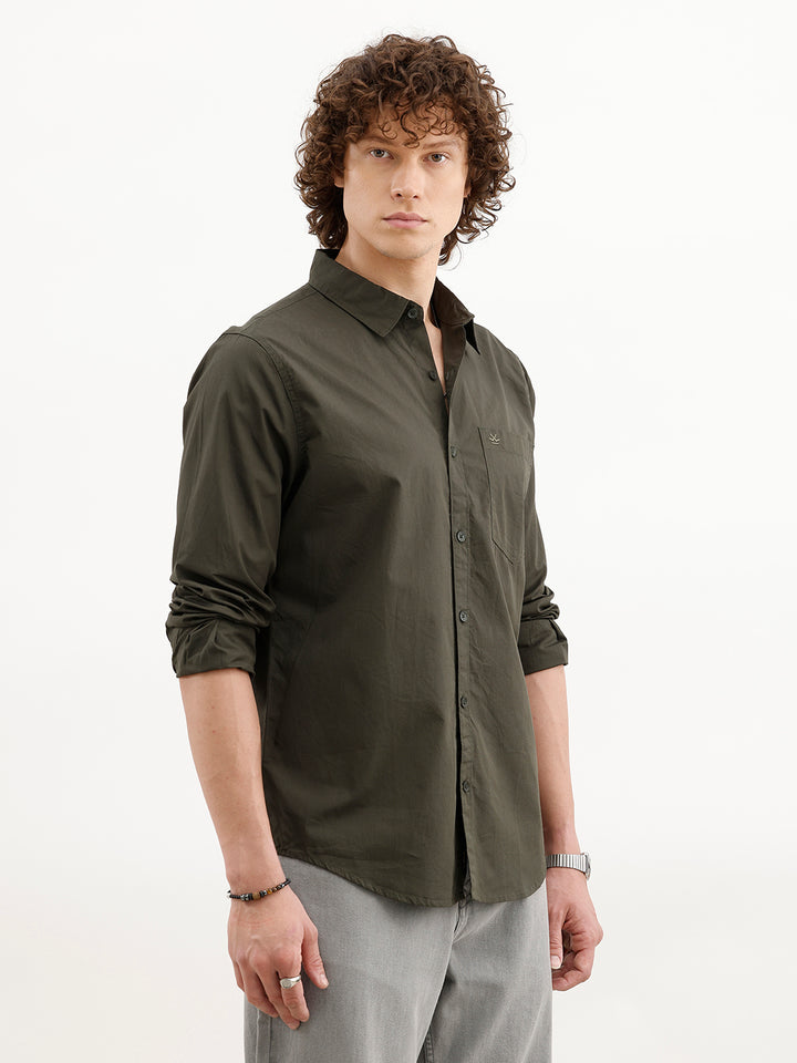 Solid Slim Fit Shirt | Olive