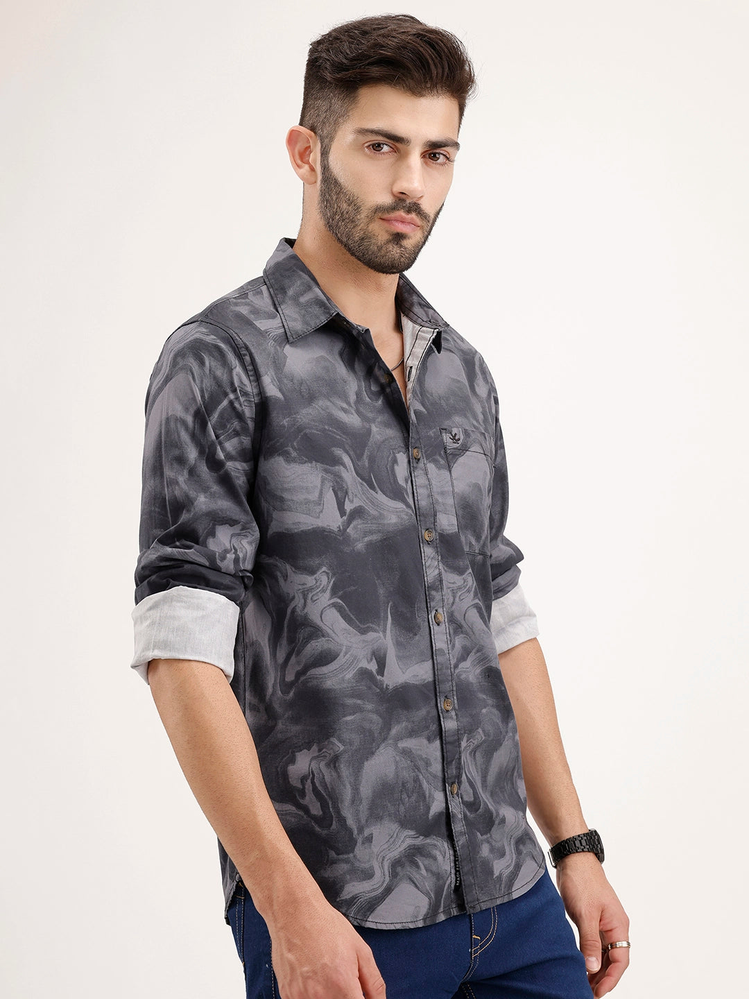 Regular Fit AOP Shirt | Black