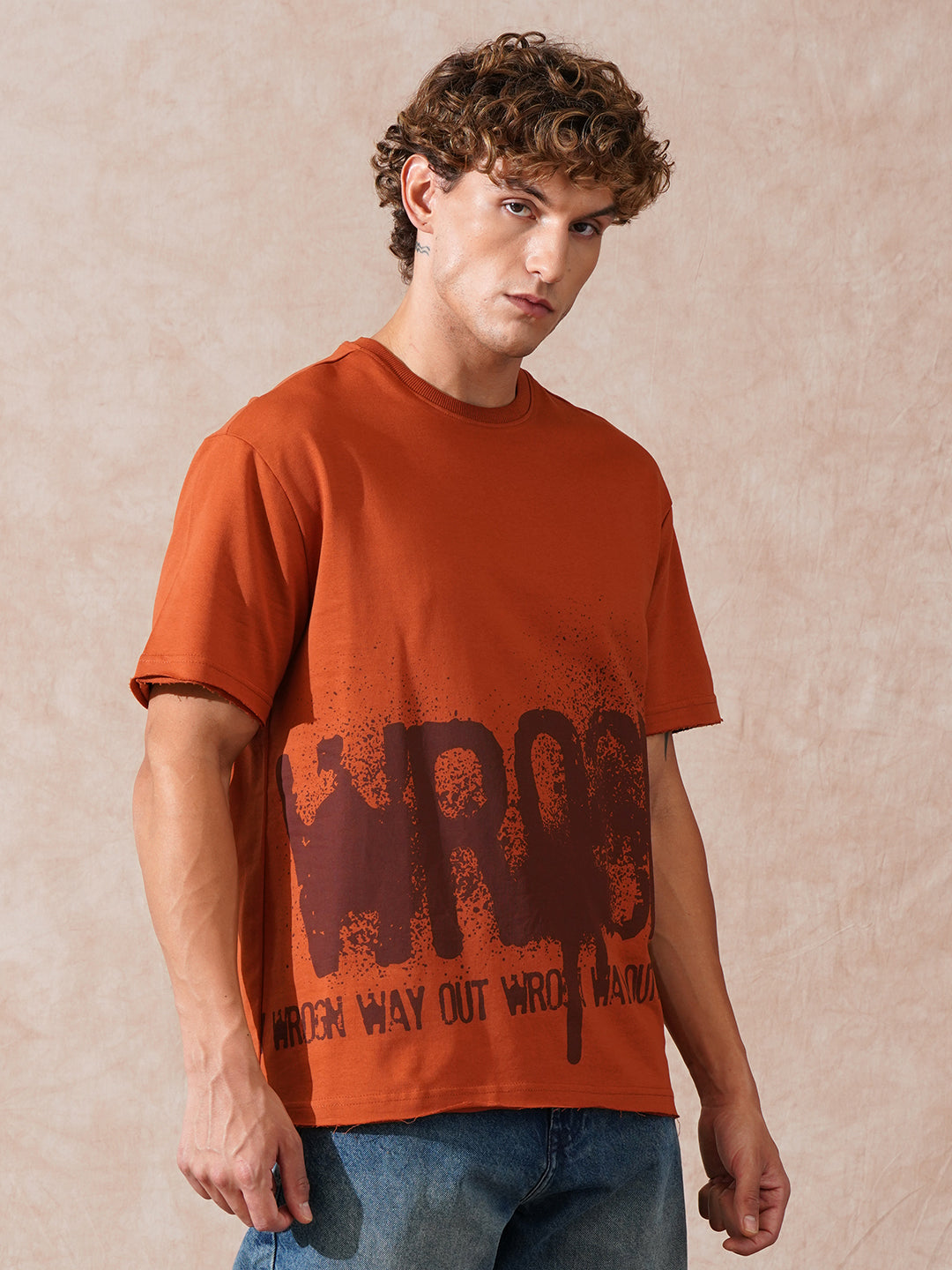Heavy GSM Distressed Oversized Fit T-Shirt Orange – Wrogn