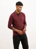 Slim Fit Full Sleeve Tipping Collar Polo T-Shirt | Maroon | WKTS3323