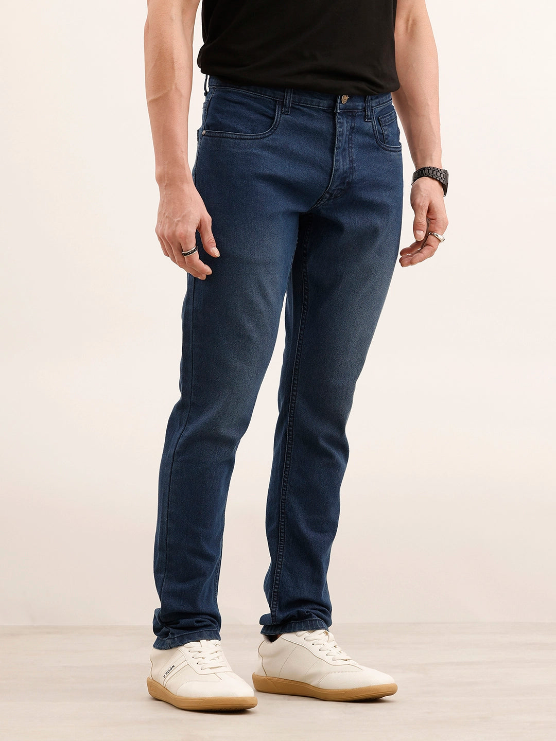 Slim Fit Solid Denim Jeans | Blue