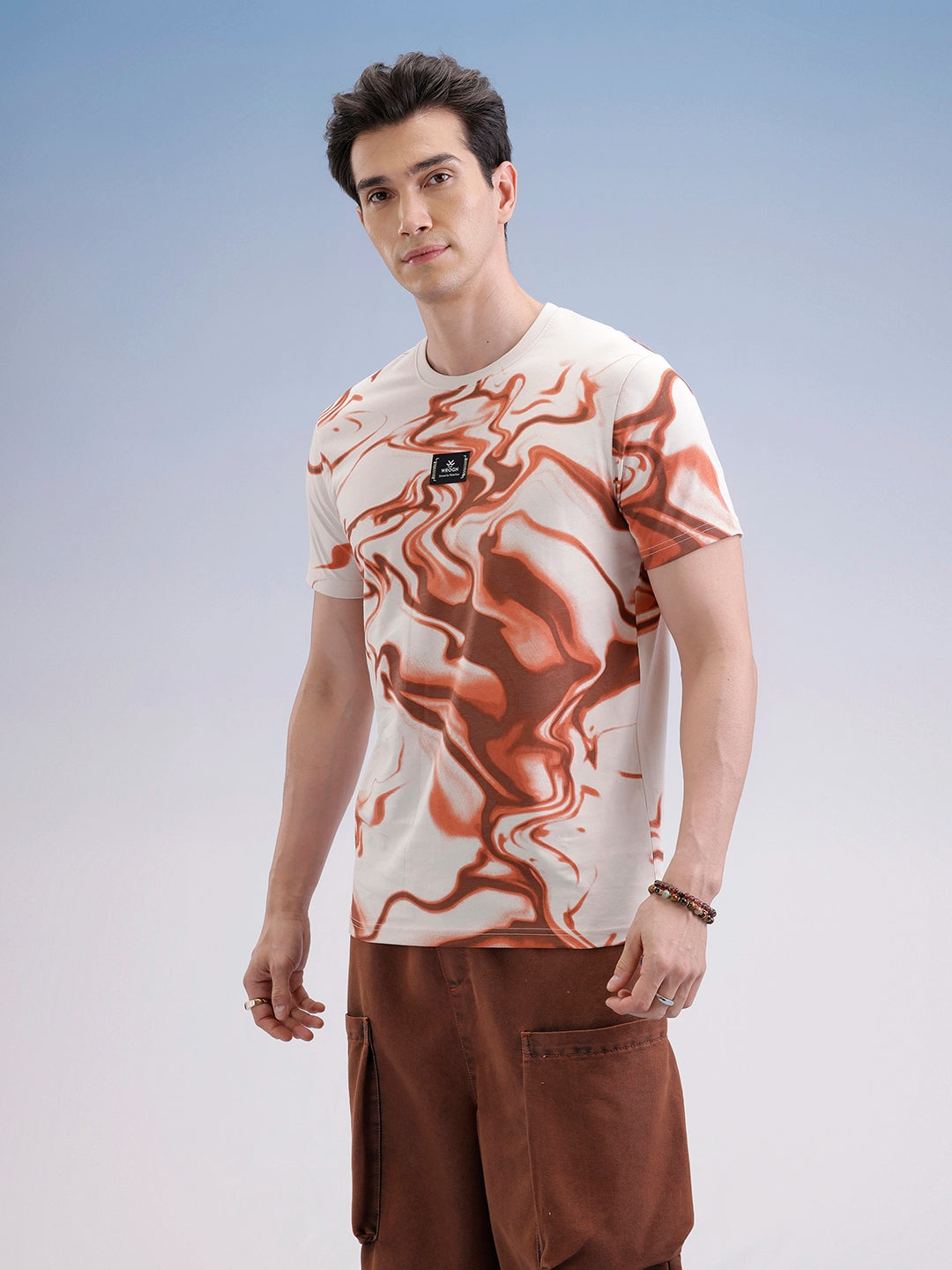 Slim Fit Classic Placement Printed T-Shirt  | Beige
