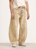 Balloon Fit Washed Denim Jeans | Khaki