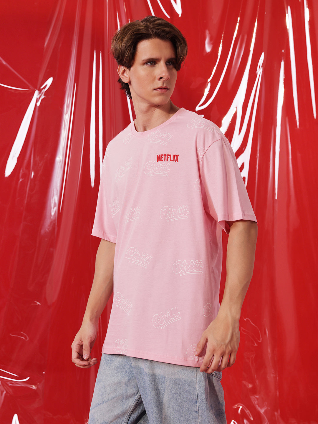 Netflix Chill Pink Oversized T-Shirt