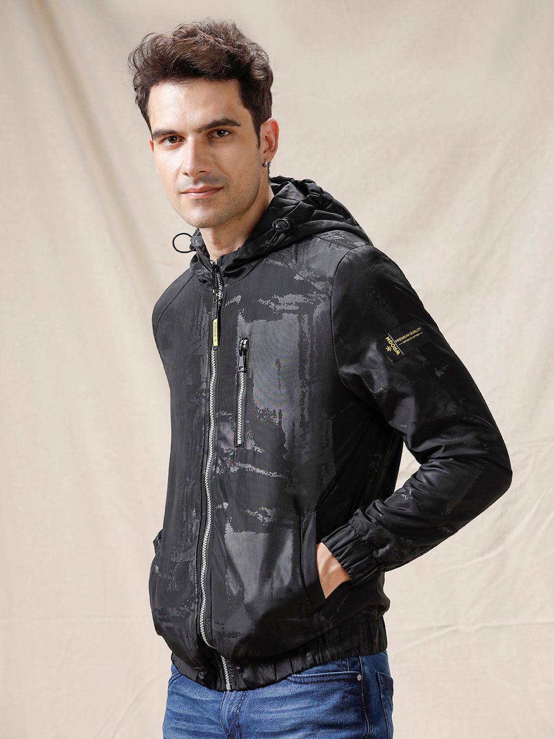 Black Technical Jacket With Hood