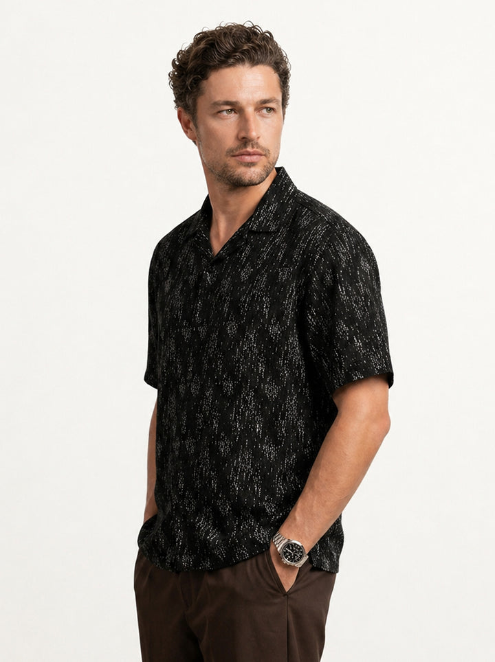 Comfort Fit AOP Half Sleeve Shirt | Black