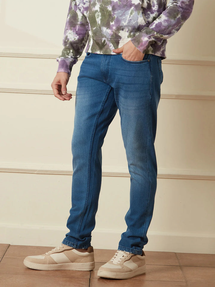 Linen Blend Denim Jeans | Blue