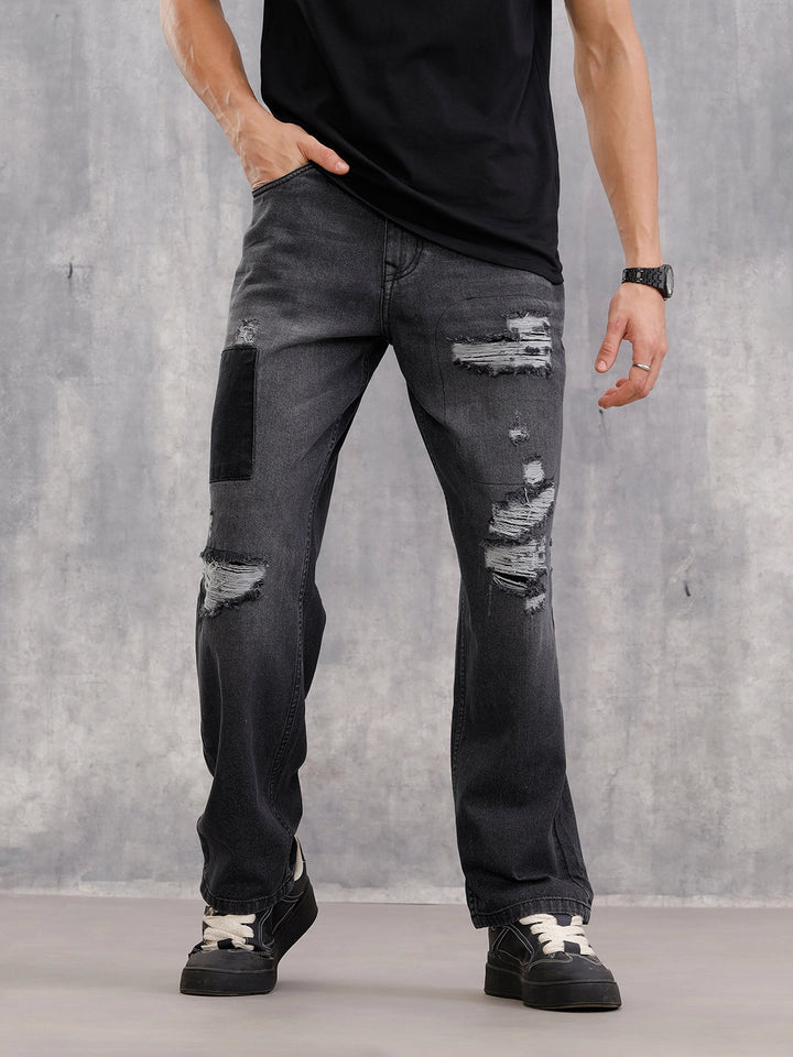 Heavy Distressed Loose Fit Denim I Grey