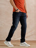 Solid Heavy Fade Slim Tapered Fit Jeans | Dark Blue