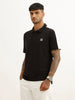 Slim Fit Contrast Sleeve Polo T-Shirt | Black