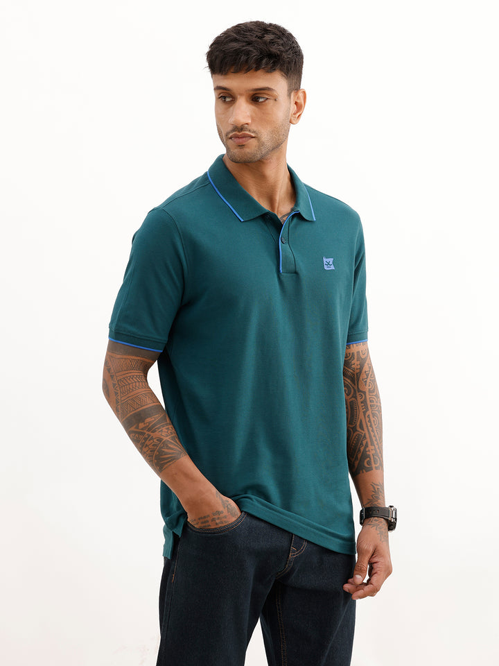 Slim Fit Tipping Collar Polo T-Shirt | Teal