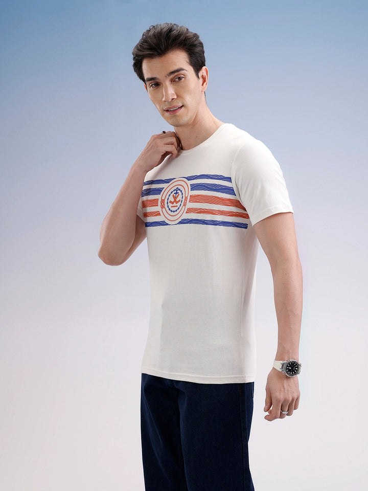 Slim Fit Classic Placement Printed T-Shirt  | Off White