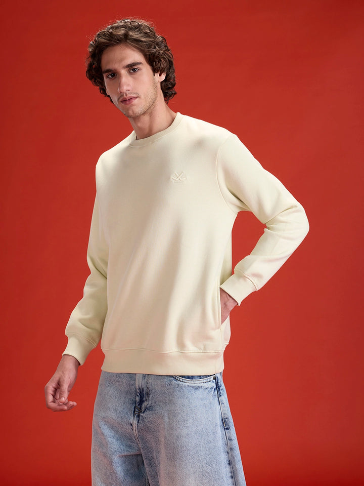 Men's Solid Casual Comfort Fit Sweatshirt | Aloe Wash