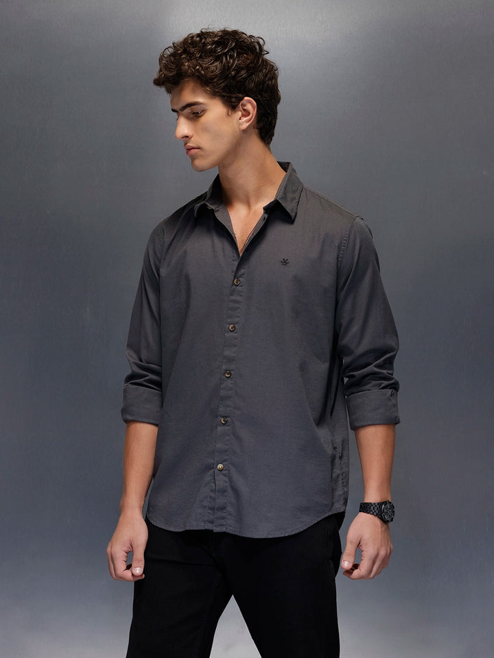 Men's Slim Fit Casual Shirt  |  Dark Grey