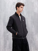 Men's Solid Casual Bomber Jacket | Black