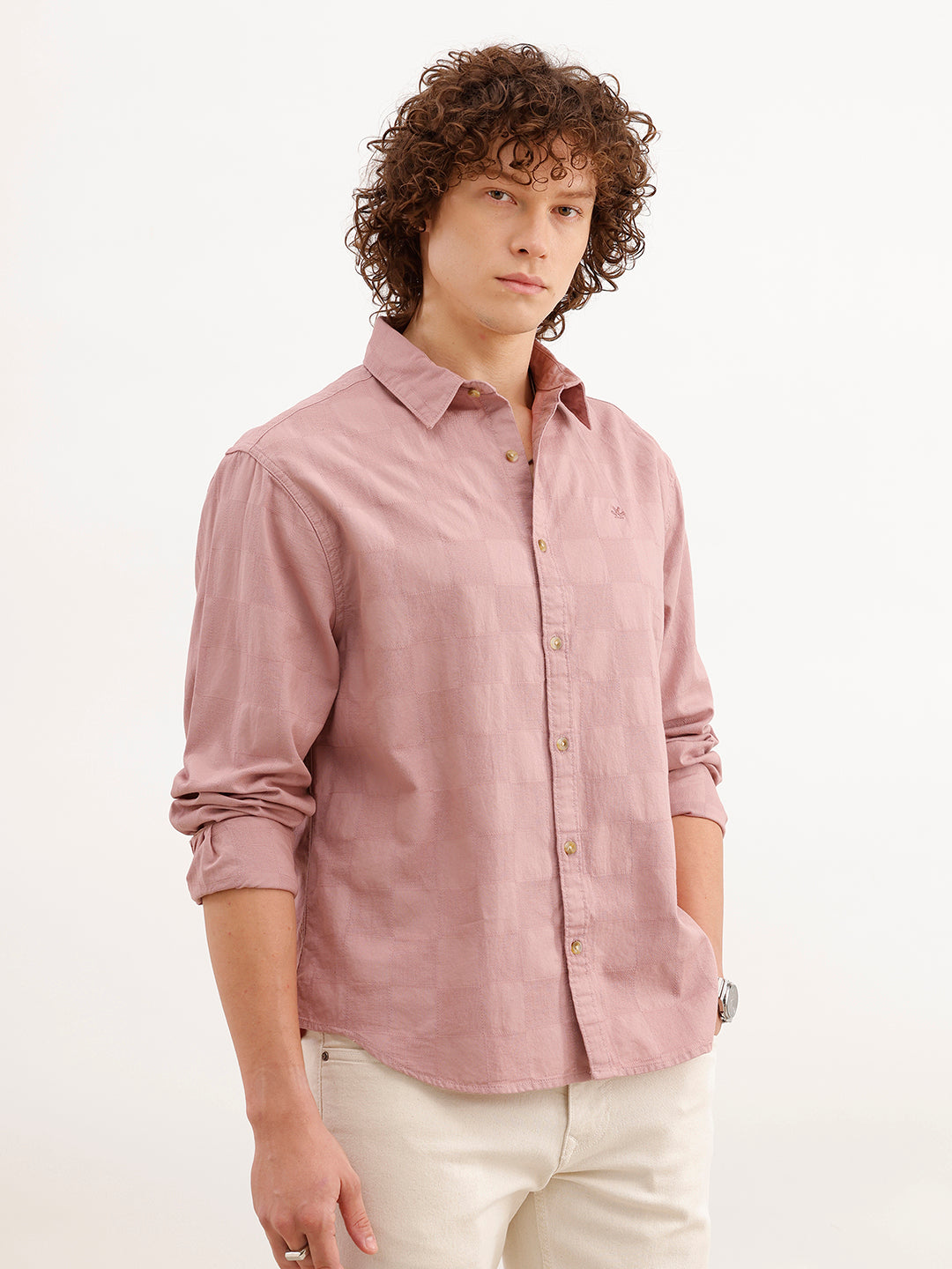 Comfort Fit Textured Shirt | Pink