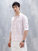 Men's Casual Double Pocket Checkered Shirt  | Pink