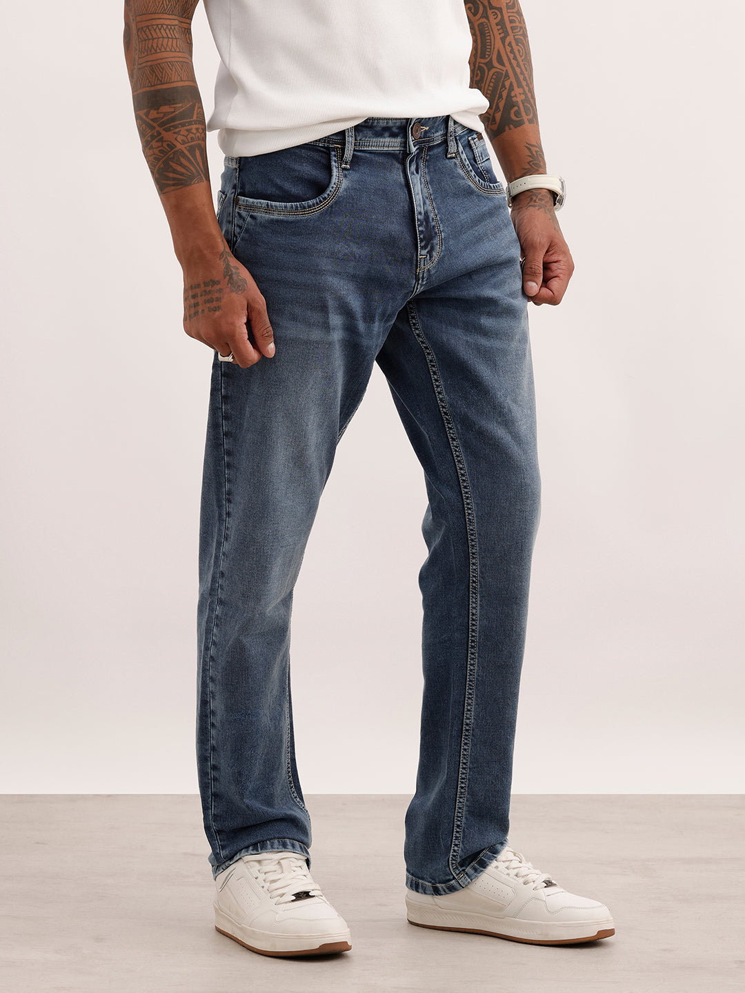 Faded Straight Fit Denim Jeans | Blue | WJN0200SR2223S