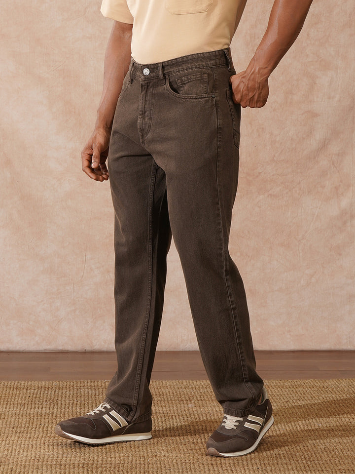 Faded Relaxed Fit Jeans | Brown
