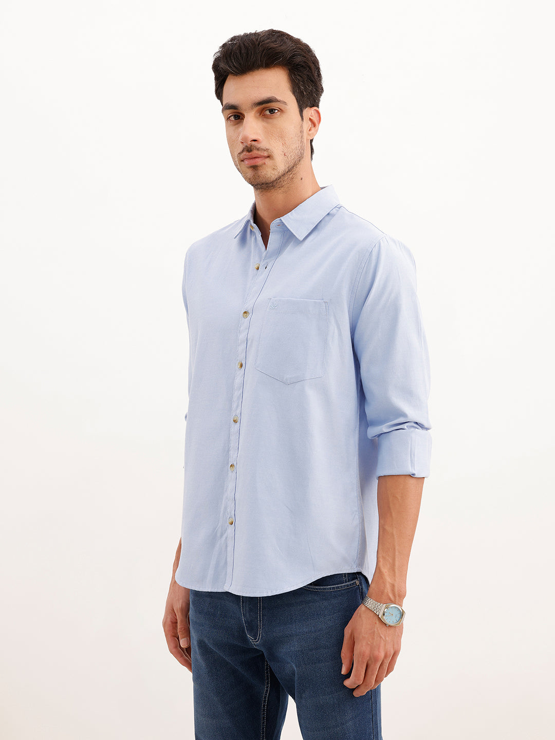 Solid Regular Fit Full Sleeve Shirt | Light Blue | WWSH9181F